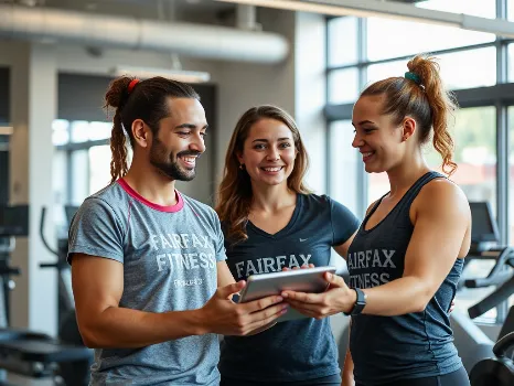 Fairfax Fitness team member assisting a client