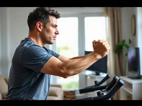 Person exercising with a determined look, representing fitness transformation