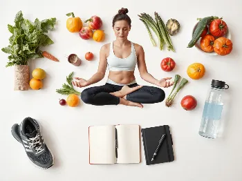 Collage of healthy lifestyle elements