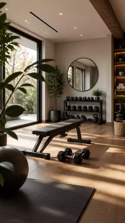 Inspirational health space with fitness equipment