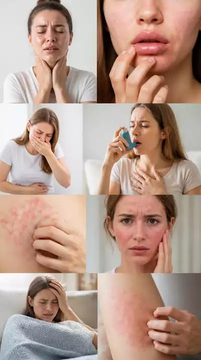 Food allergy symptoms illustration