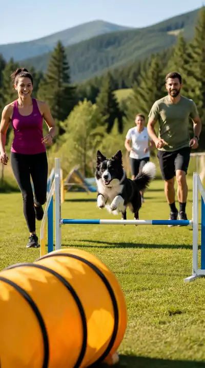 Lifestyle shot of a group engaging in agility training outdoors
