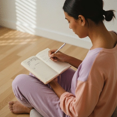 Person journaling or planning healthy meals, representing taking action for a healthier mindset