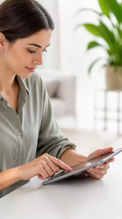 User submitting online form on tablet
