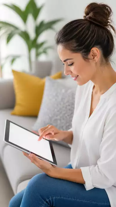 User submitting online form on tablet