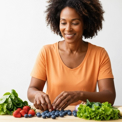 User engaging with healthy food choices
