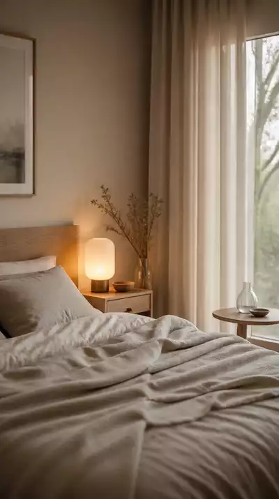 A peaceful bedroom setup promoting sleep