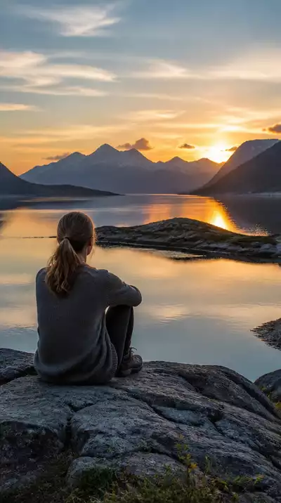 User reflecting on acceptance in a serene environment