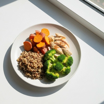 Balanced meal with carbohydrates