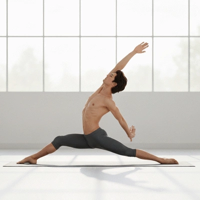 User practicing yoga in a serene environment
