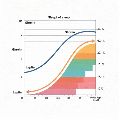 Chart illustrating the impact of sleep on ghrelin and leptin hormone levels