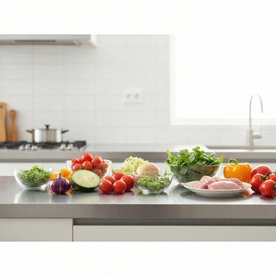 Healthy meal preparation with fresh ingredients