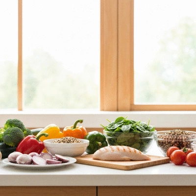 Healthy meal prep with a variety of nutritious ingredients