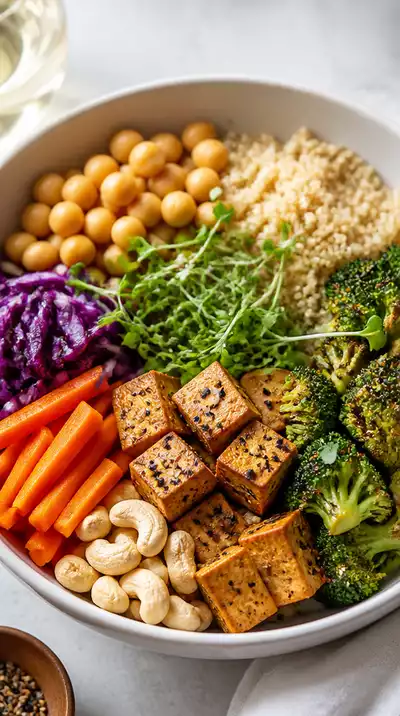 Healthy vegan meal rich in Vitamin B12