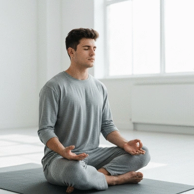 User practicing breathing exercises