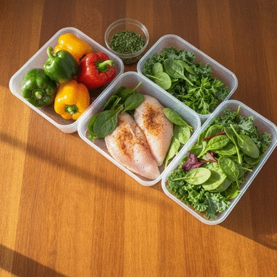 Healthy meal prep with fresh ingredients