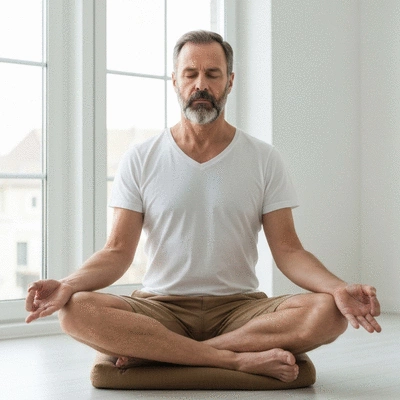 User meditating with focus