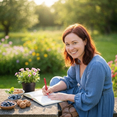 A person writing a healthy lifestyle and brain health action plan