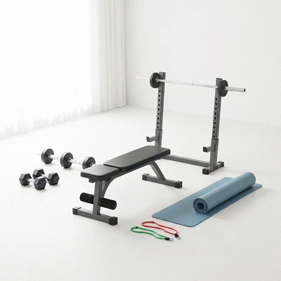 Home gym setup with basic equipment