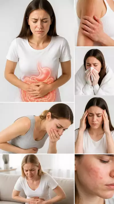 Food intolerance symptoms illustration