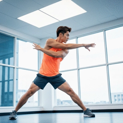 Person performing dynamic stretches before a workout