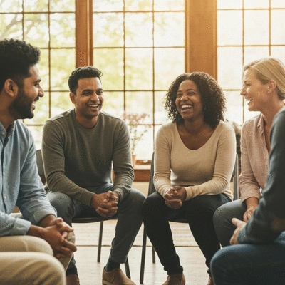 Group of diverse people supporting each other in a wellness group, no text, no words, no typography, 8K
