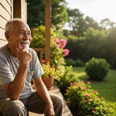 Person looking thoughtfully at a healthy meal, representing positive mindset for weight loss