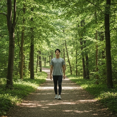 User enjoying walking meditation in nature