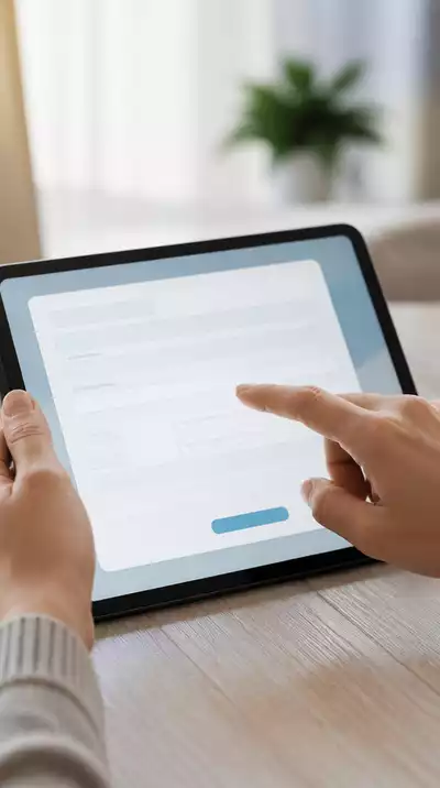 User submitting online form on tablet