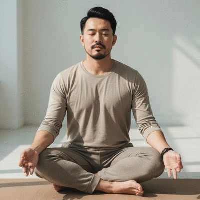 User managing stress with mindfulness techniques