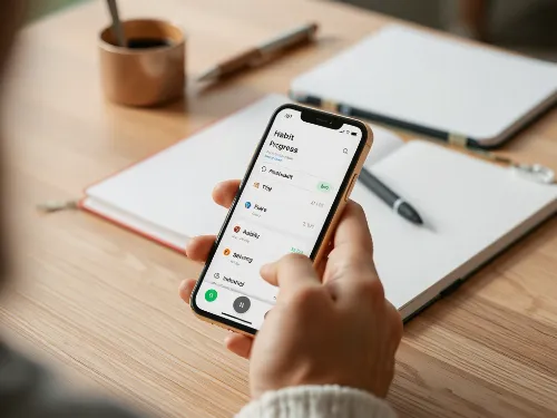 Person tracking progress on a habit-building app